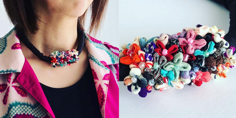 古布で彩る華チョーカーづくり