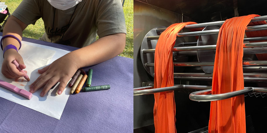 巨大染物工場見学とみつろうラップづくり体験!